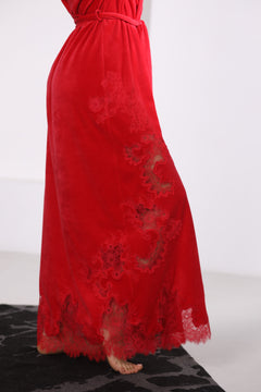Madeleine red velor long robe