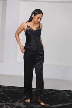 Maddie black silk pajamas