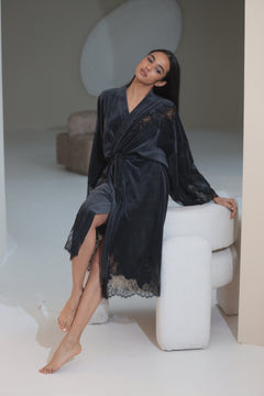 Marseilles graphite velour robe