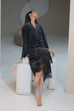 Marseilles graphite velour robe