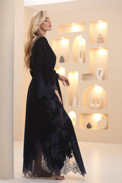 Marseilles blue velor long robe