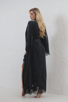 Marseilles graphite velor long robe