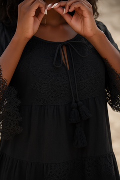 Black linen mini dress 147174