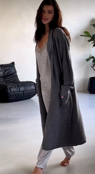Marseill wool long grey cardigan