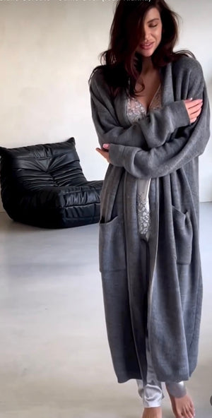 Marseill wool long grey cardigan