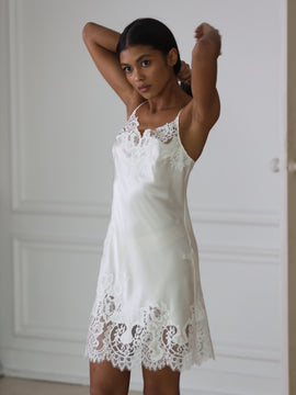 Maddie ivory silk short night dress