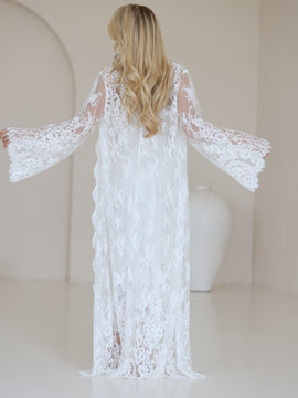 Janet milk guipure lace maxi robe