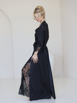 Helen long silk robe
