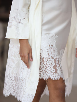 Maddie short ivory silk robe