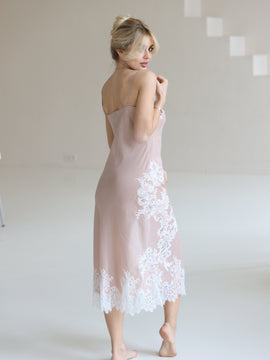 Christina lace-trimmed midi marquisette nightdress