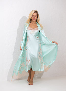 Tiffany long silk robe