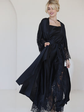 Helen long silk robe