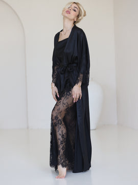 Helen long silk robe