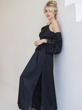 Helen long silk robe