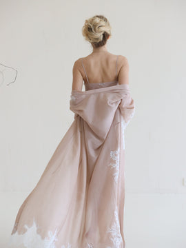 Christina lace-trimmed marquisette long robe