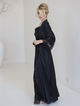 Helen long silk robe