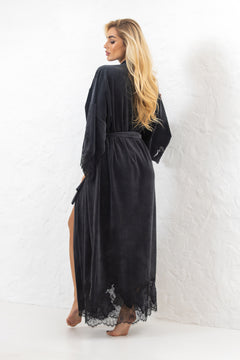 Marseilles graphite velor long robe