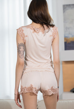 Vaness lace-trimmed viscose pajama set