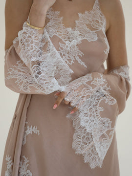 Christina lace-trimmed marquisette long robe
