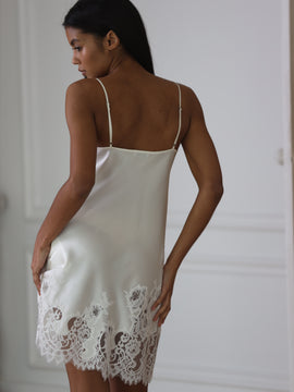Maddie ivory silk short night dress