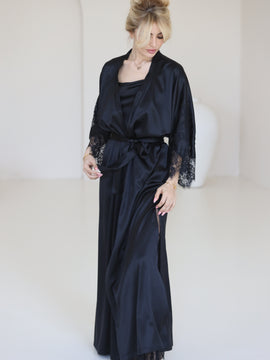 Helen long silk robe