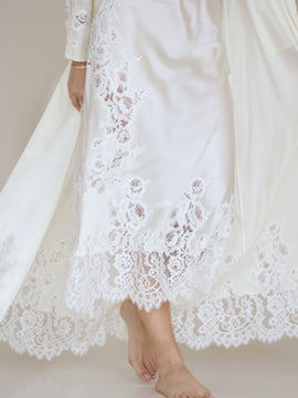 Maddie long ivory silk robe