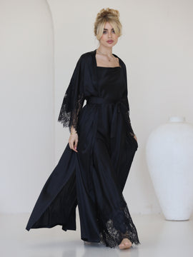 Helen long silk robe
