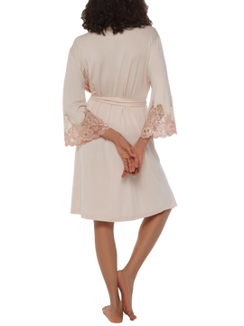 Vaness lace-trimmed short viscose robe