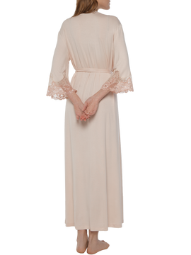 Vaness lace-trimmed maxi viscose robe