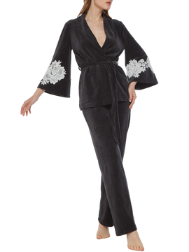 Velor dark grey lounge set  721111