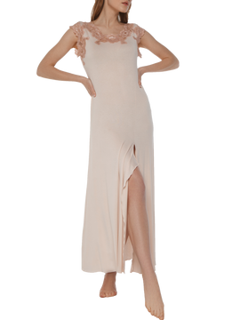 Vaness lace-trimmed maxi viscose nightdress