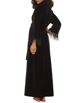 Julie black velor long robe