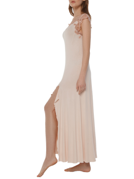 Vaness lace-trimmed maxi viscose nightdress