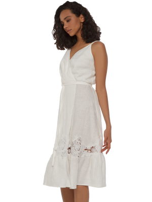 Linen white dress 145172