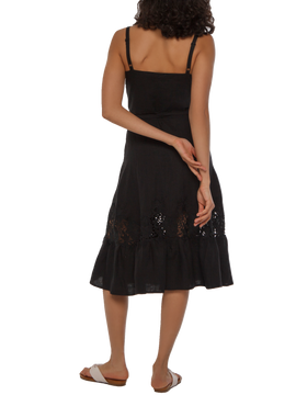 Linen black dress 145172