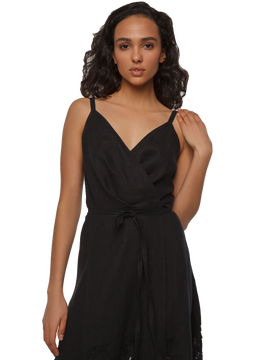 Linen black dress 145172