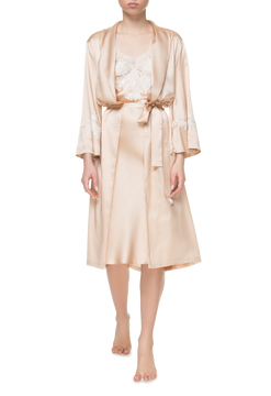 Laurens lace-trimmed silk robe Limited edition