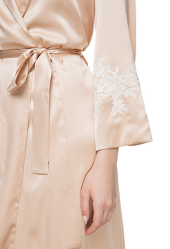 Laurens lace-trimmed silk robe Limited edition