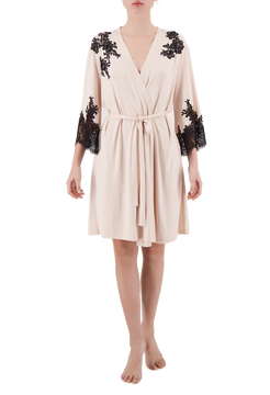 Nikole lace-trimmed short viscose robe