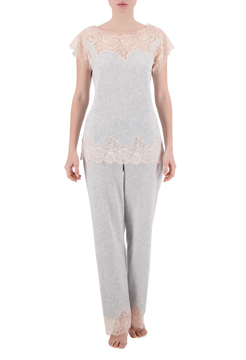 Lusiya lace-trimmed velour pajamas