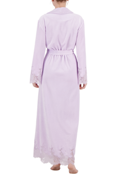 Marielle lace-trimmed velour long robe