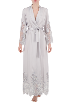 Laura lace-trimmed silk long robe Limited edition