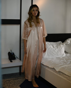 Lusie lace-trimmed silk robe Limited edition