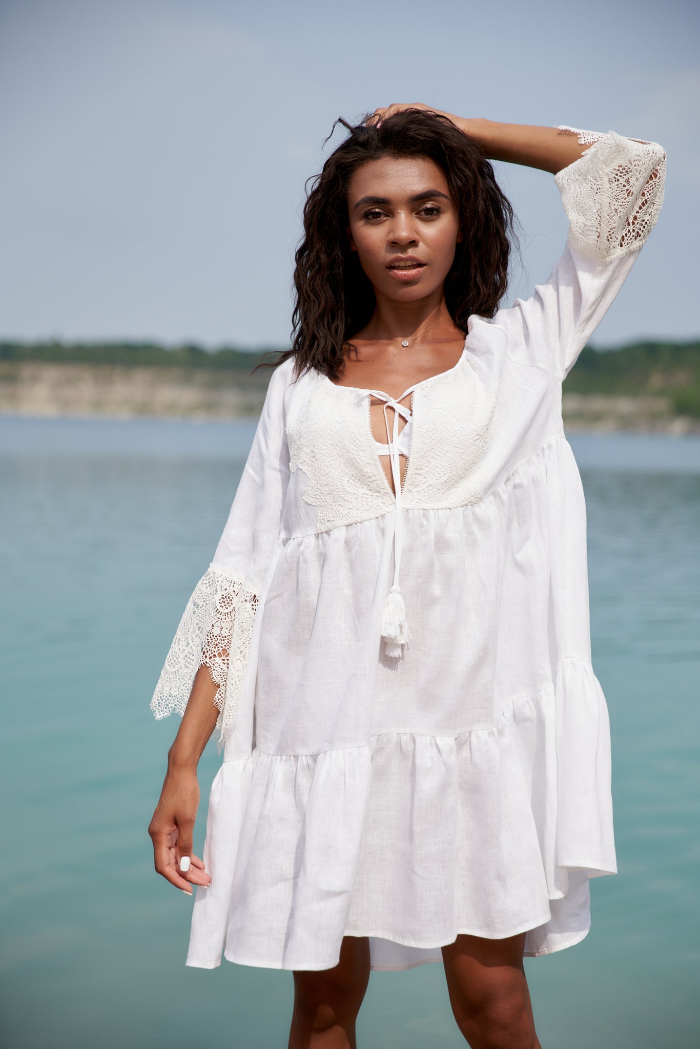 Short Linen Dress White 147174 | Luxury Linen Dress by Suavite' Suavite.com Short Linen Dress White 147174 | Luxury Linen Dress by Suavite' Suavite.com