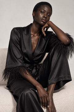 Julie black silk pajamas