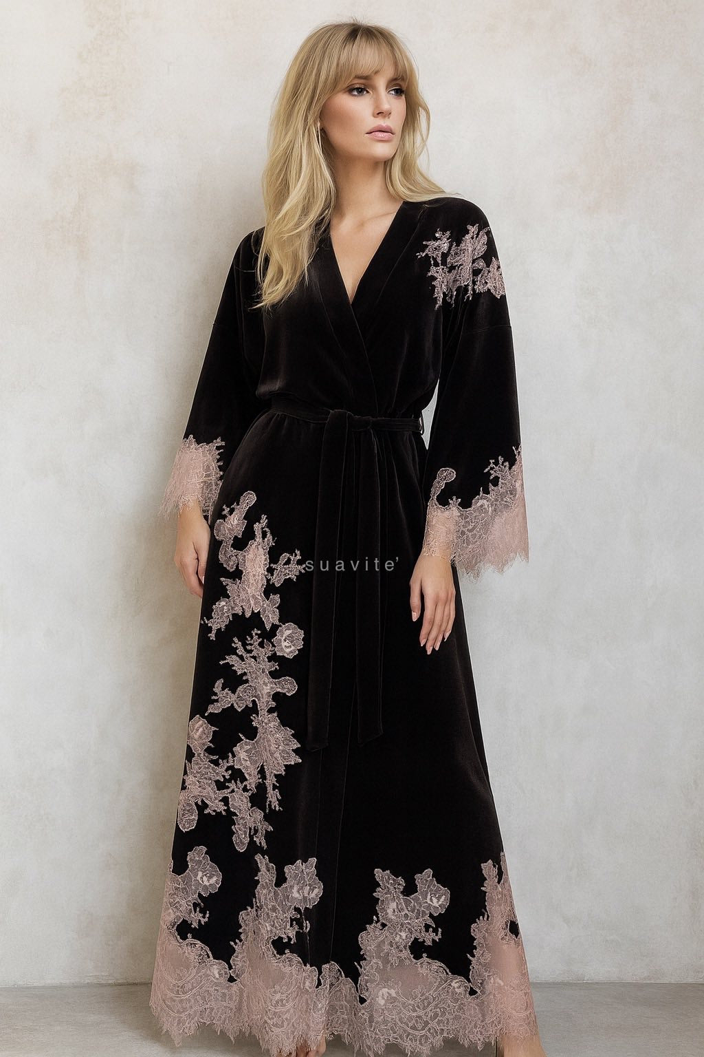 Marseilles brown velour long robe