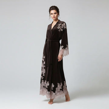 Marseilles brown velour long robe