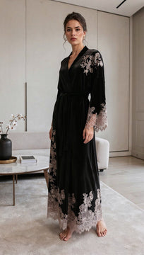 Marseilles brown velour long robe