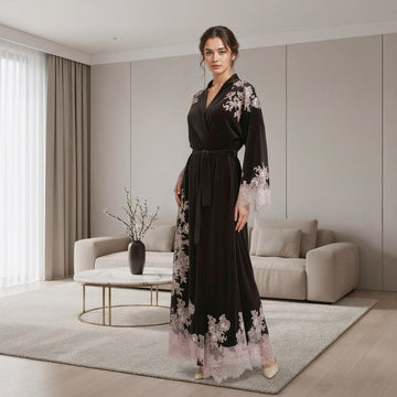 Marseilles brown velour long robe