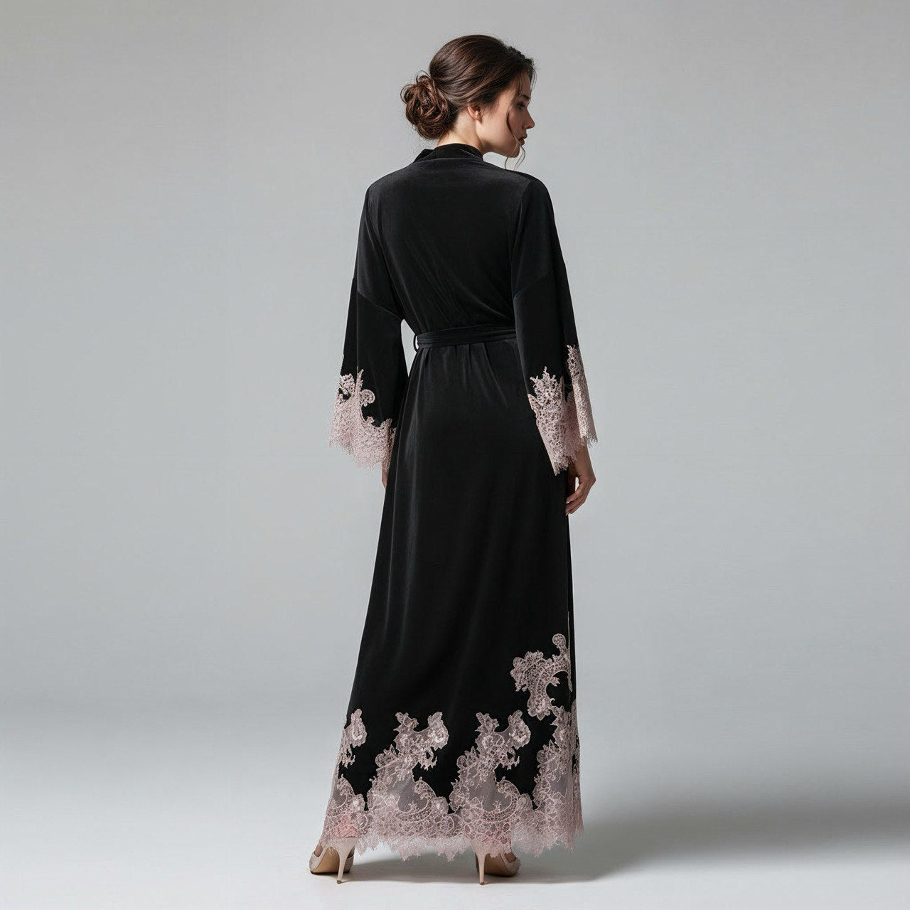 Marseilles brown velour long robe